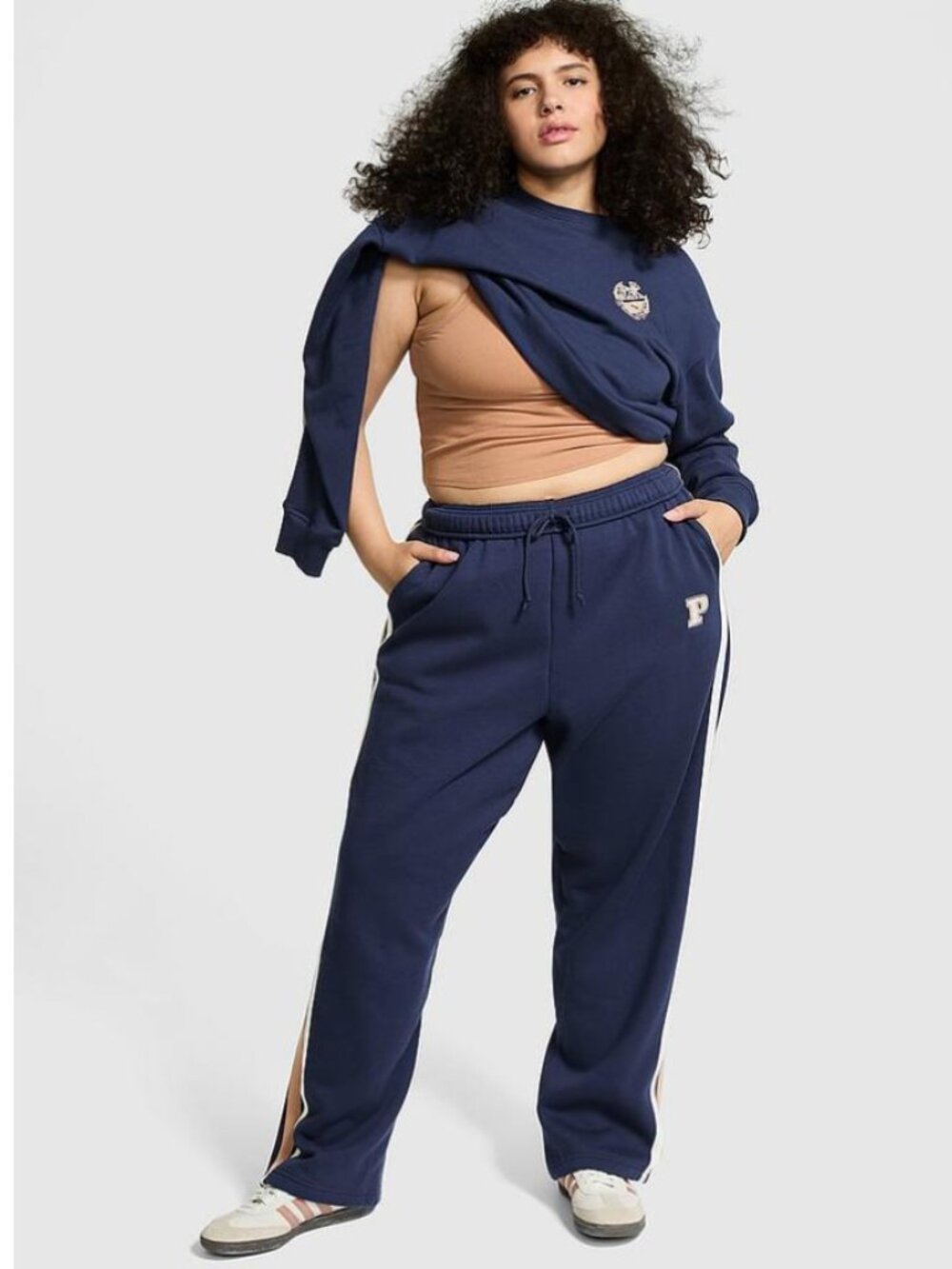 PINK Victoria's Secret Ivy Fleece Straight Leg Sweatpants Midnight Navy XXL NWT